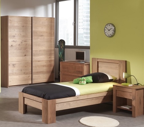 salerno bed van houdt ledikanteenpersoons, hout, gerookt eiken, natuur, nachtkast, ladekast, schuifdeurkast,twee deuren,dealer theo bot,merk hoorn zwaag.